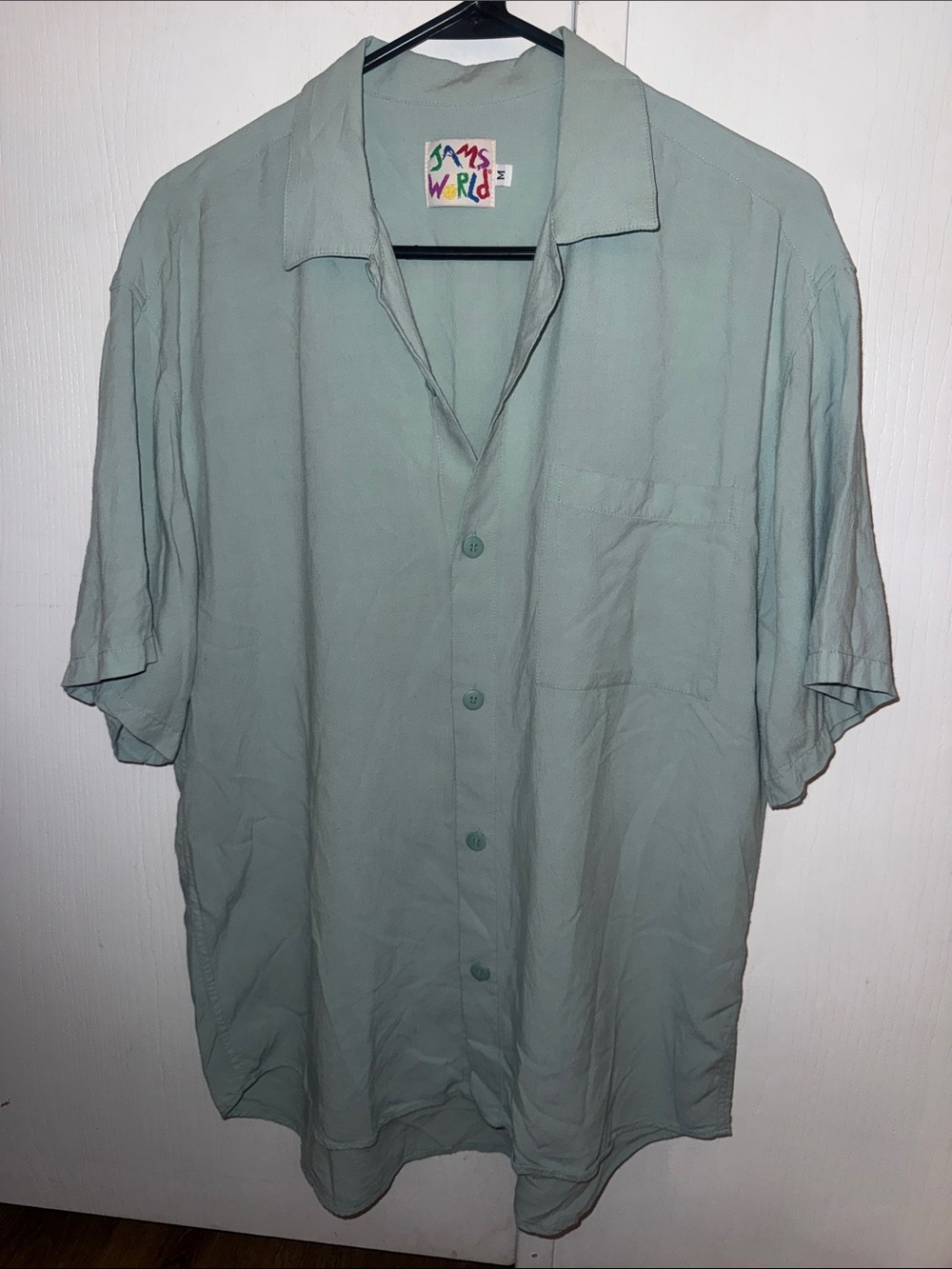 Jams World  Vintage M Relaxed Short Sleeve Button-Up - Sage size M